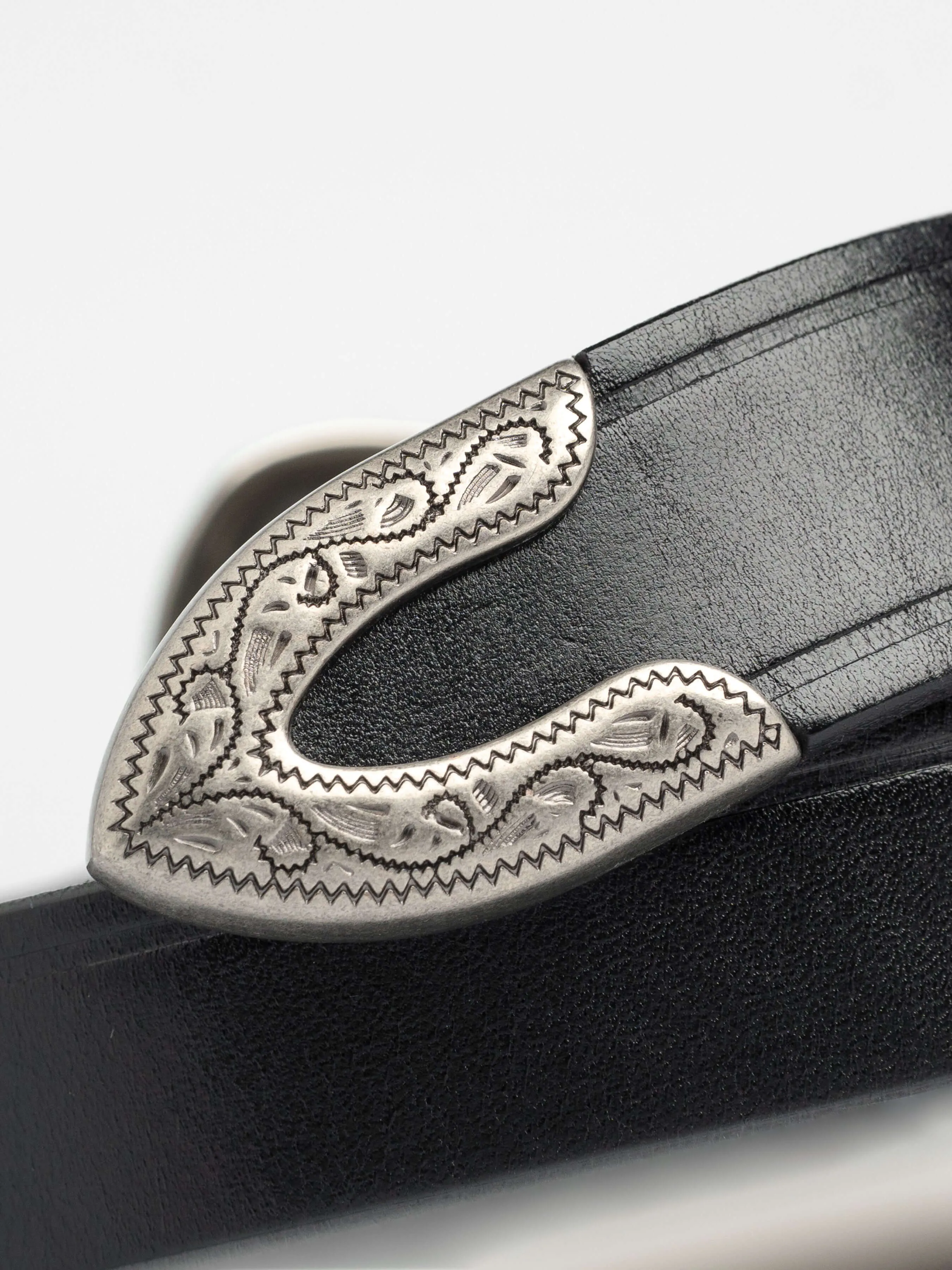 Plain Leather Belt - Engraved Ranch Buckle