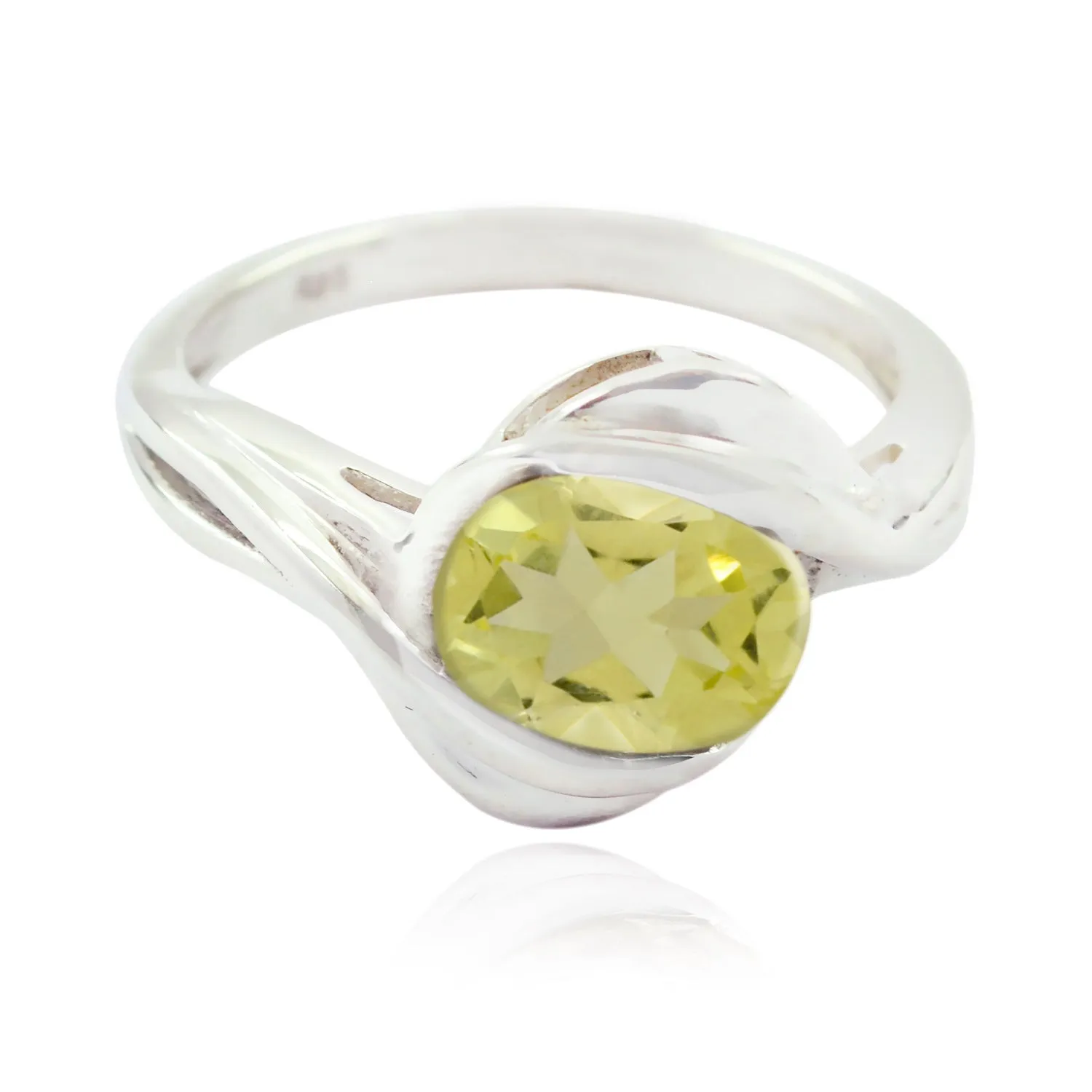 Prettyish Gemstone Lemon Quartz Solid Silver Rings Texas Jewelry