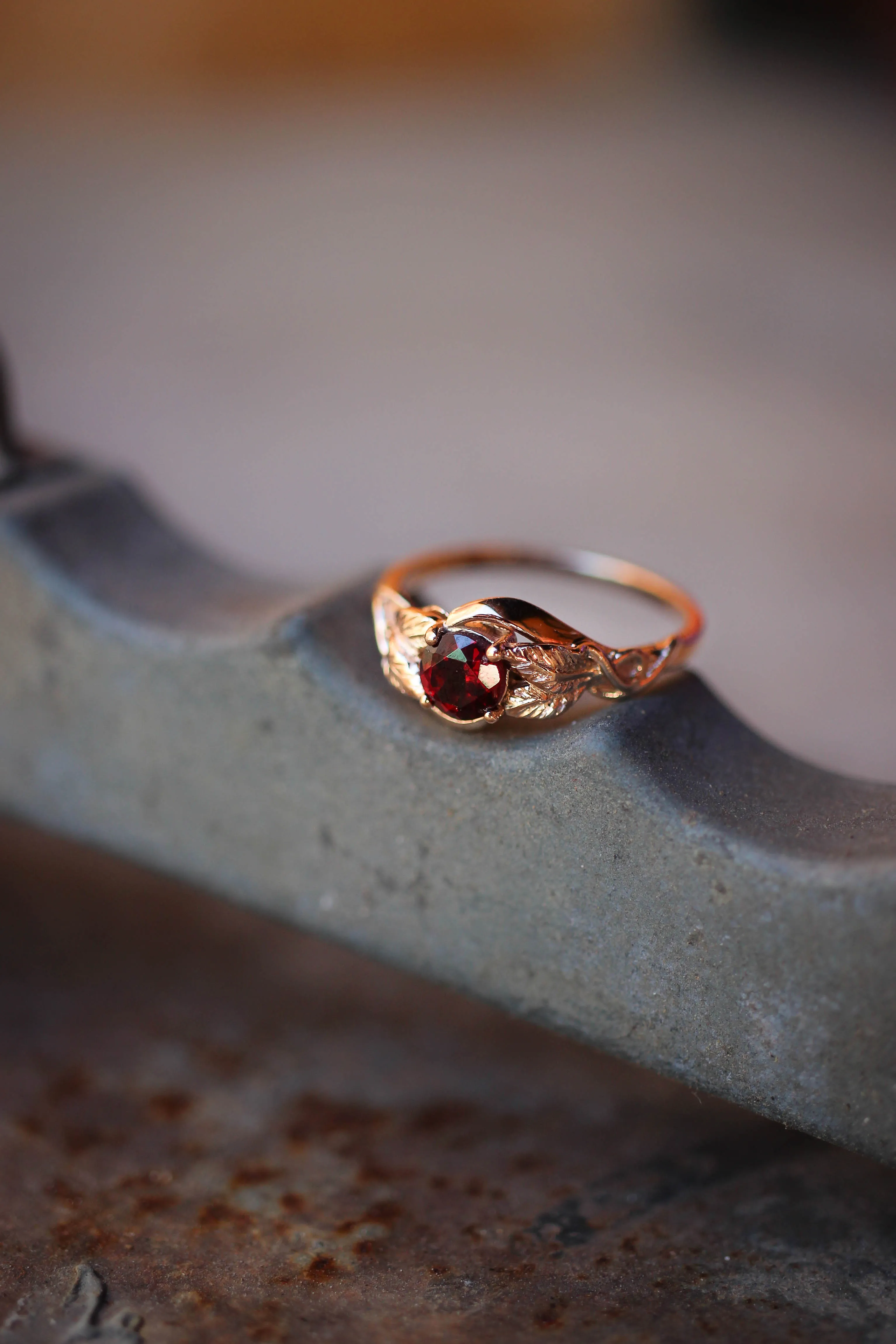 Stunning red garnet engagement ring / Azalea