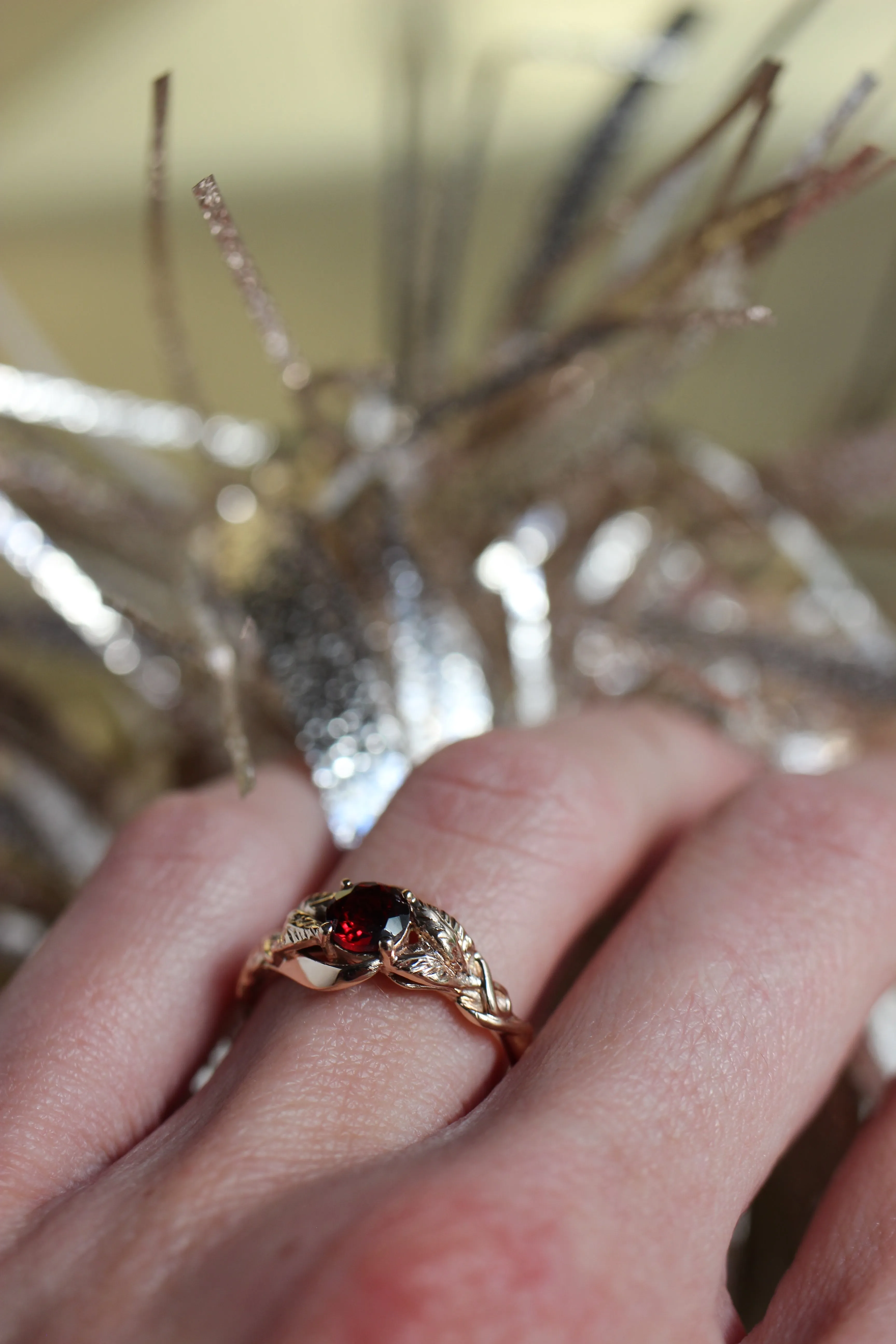 Stunning red garnet engagement ring / Azalea