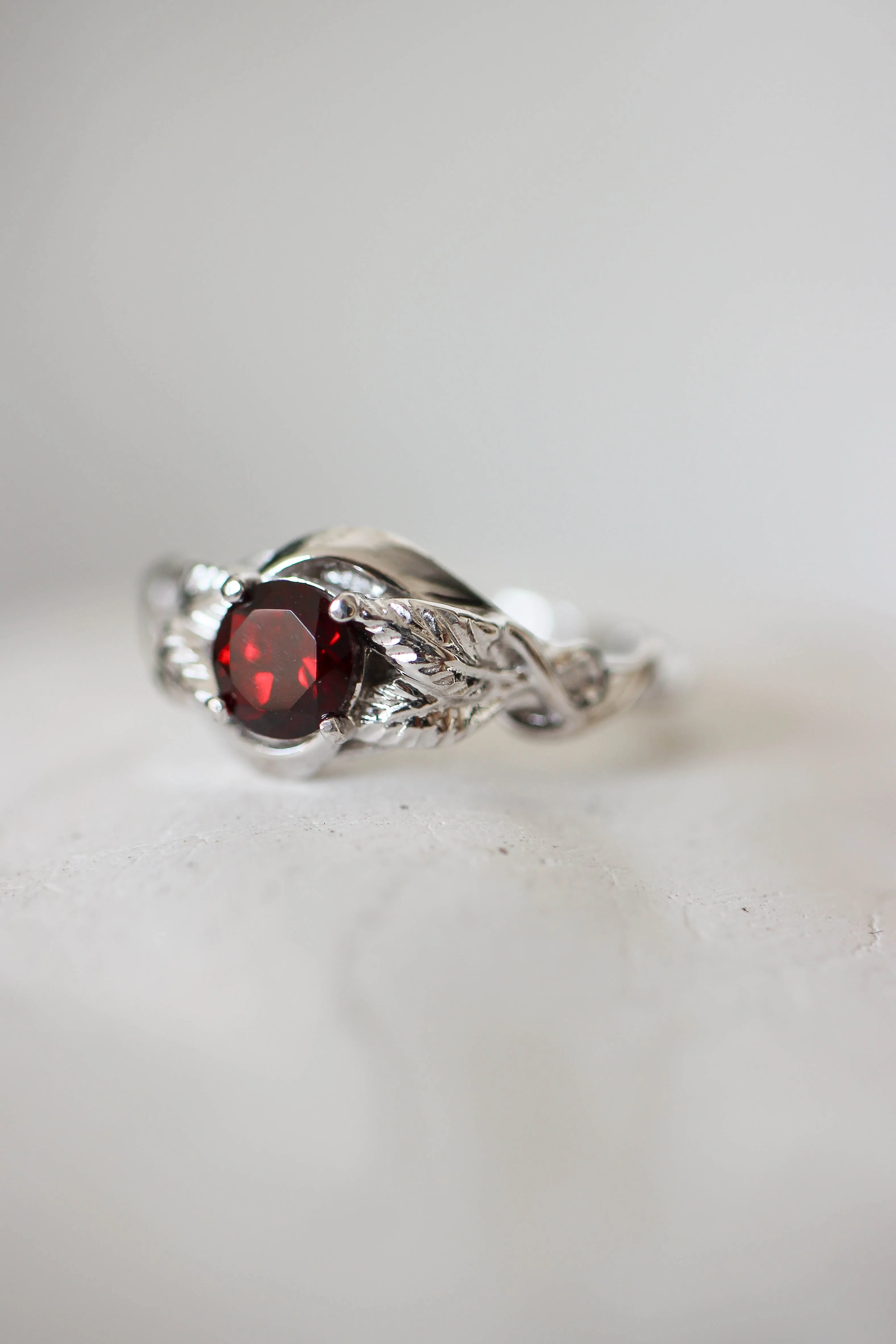 Stunning red garnet engagement ring / Azalea