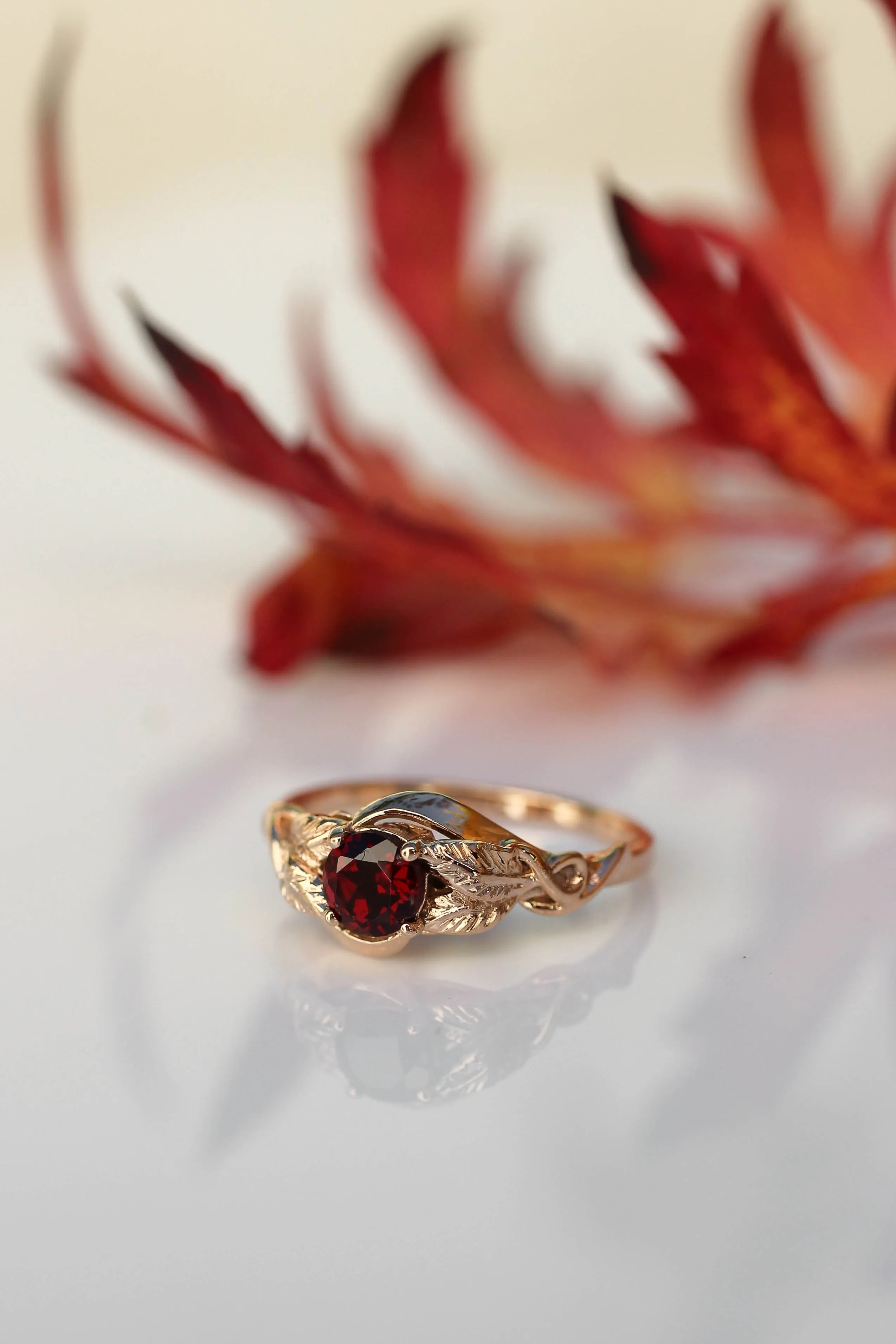 Stunning red garnet engagement ring / Azalea