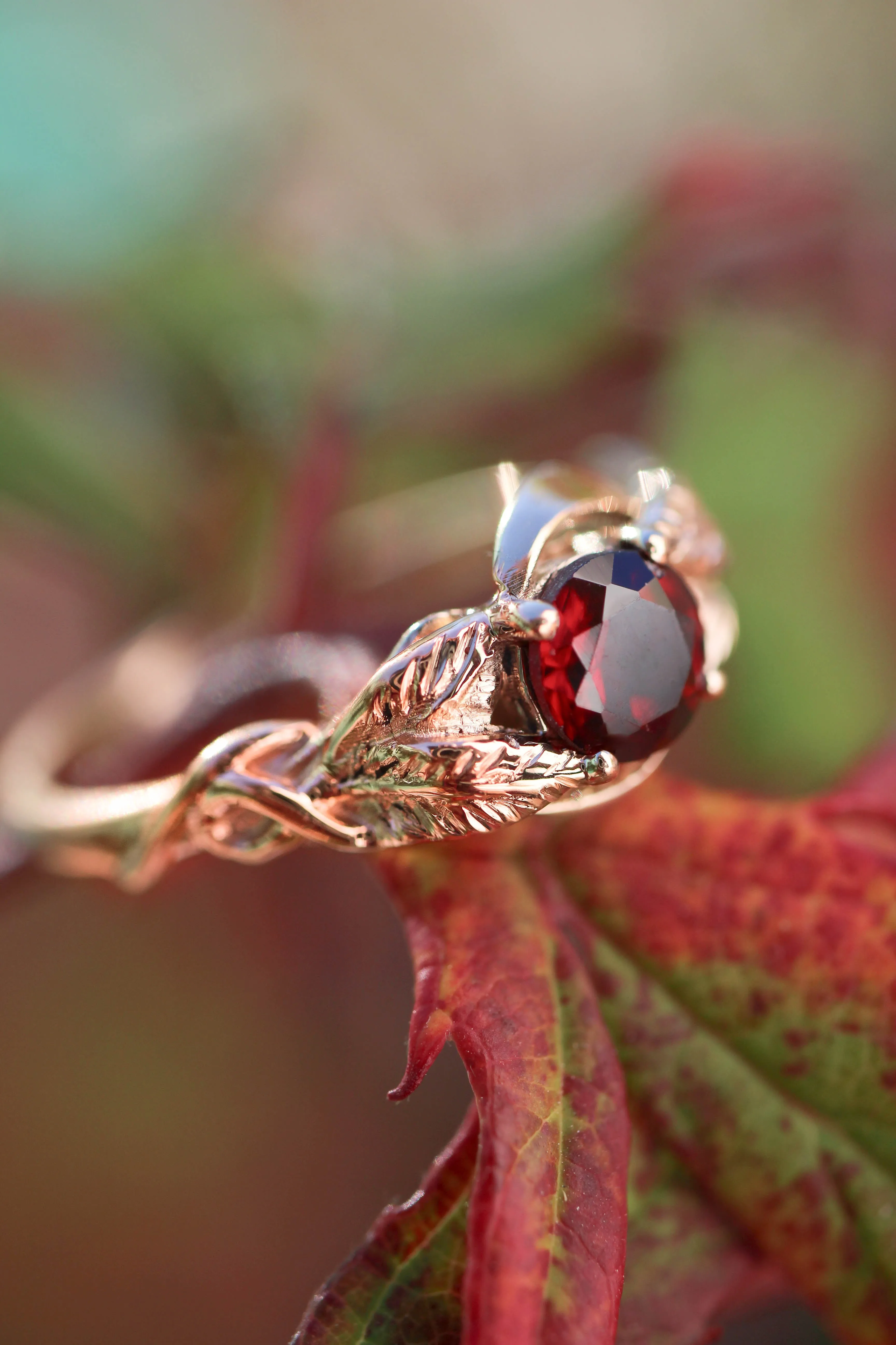 Stunning red garnet engagement ring / Azalea