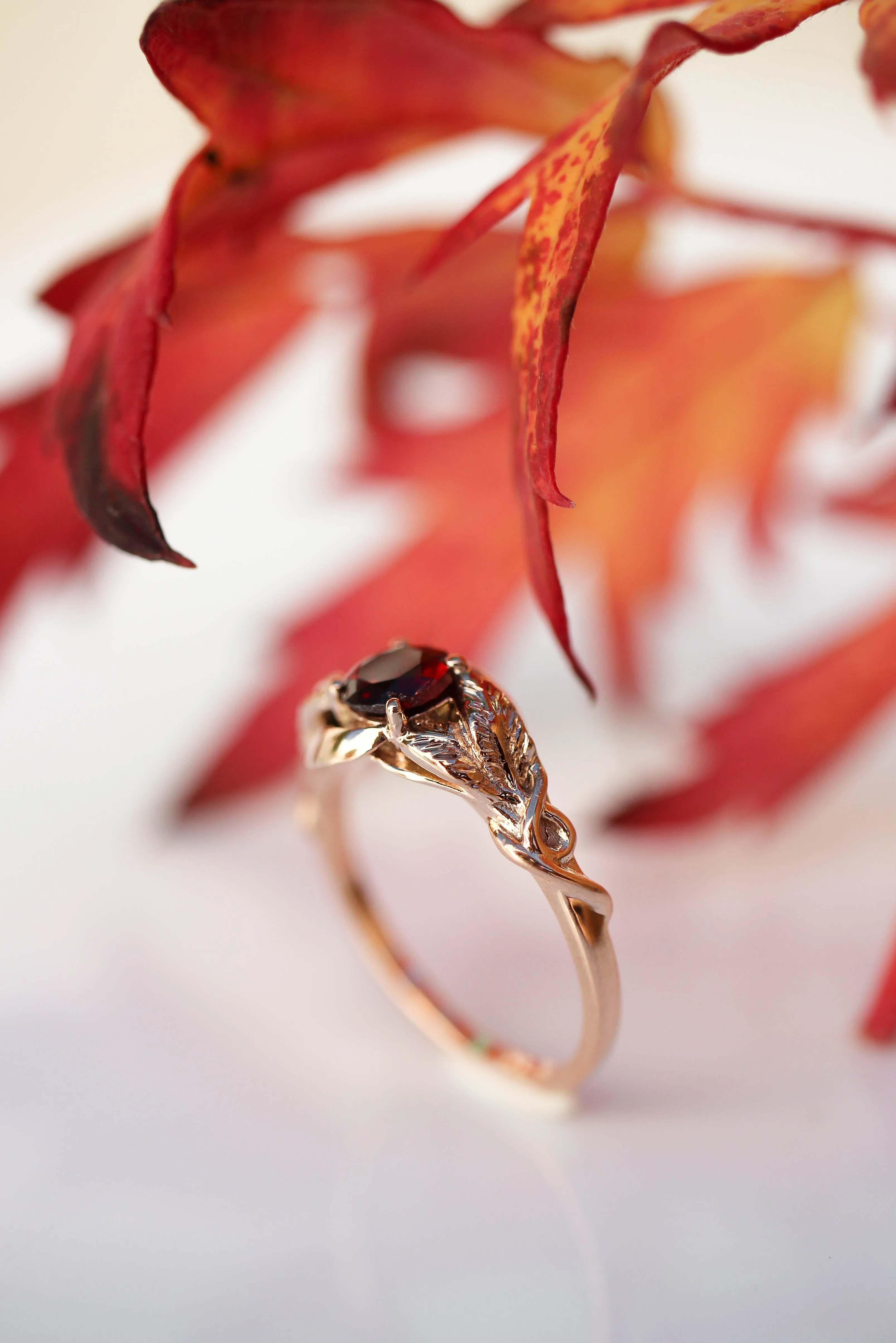 Stunning red garnet engagement ring / Azalea