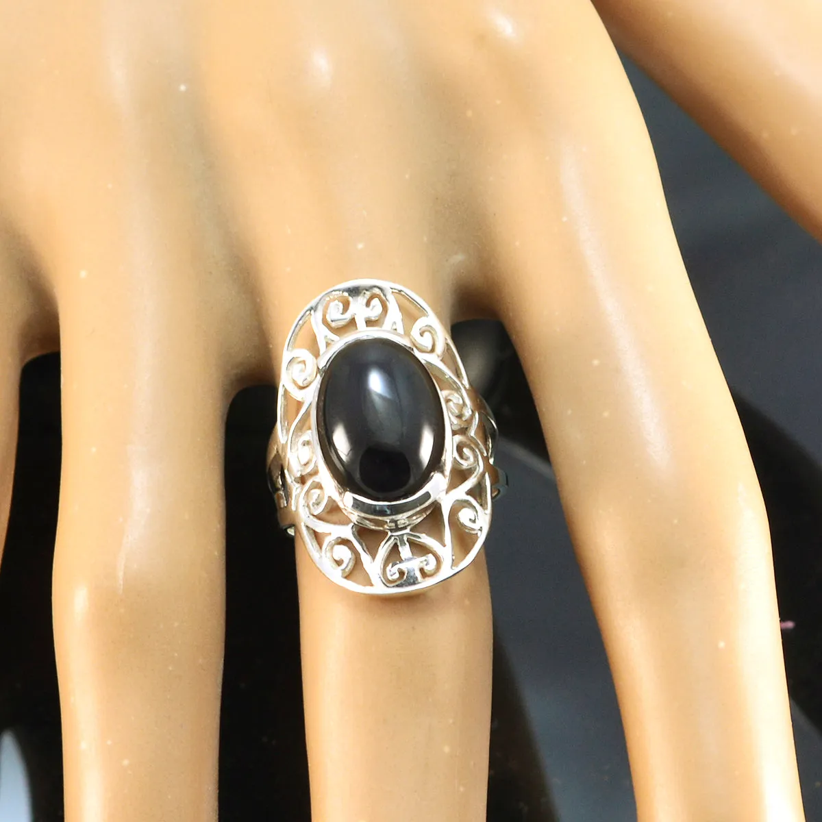 Riyo Bonny Gems Black Onyx 925 Sterling Silver Rings Handmade Gift