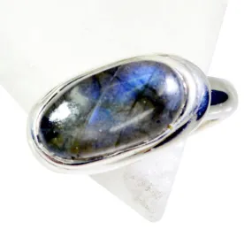 Riyo Captivating Stone Labradorite Solid Silver Ring Pave Jewelry