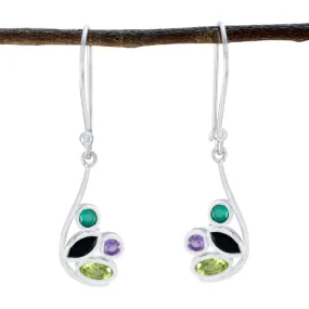 Riyo Engaging 925 Sterling Silver Earring For Lady Multi Earring Bezel Setting Multi Earring Dangle Earring