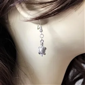 Silver Turtle Dangle Earrings