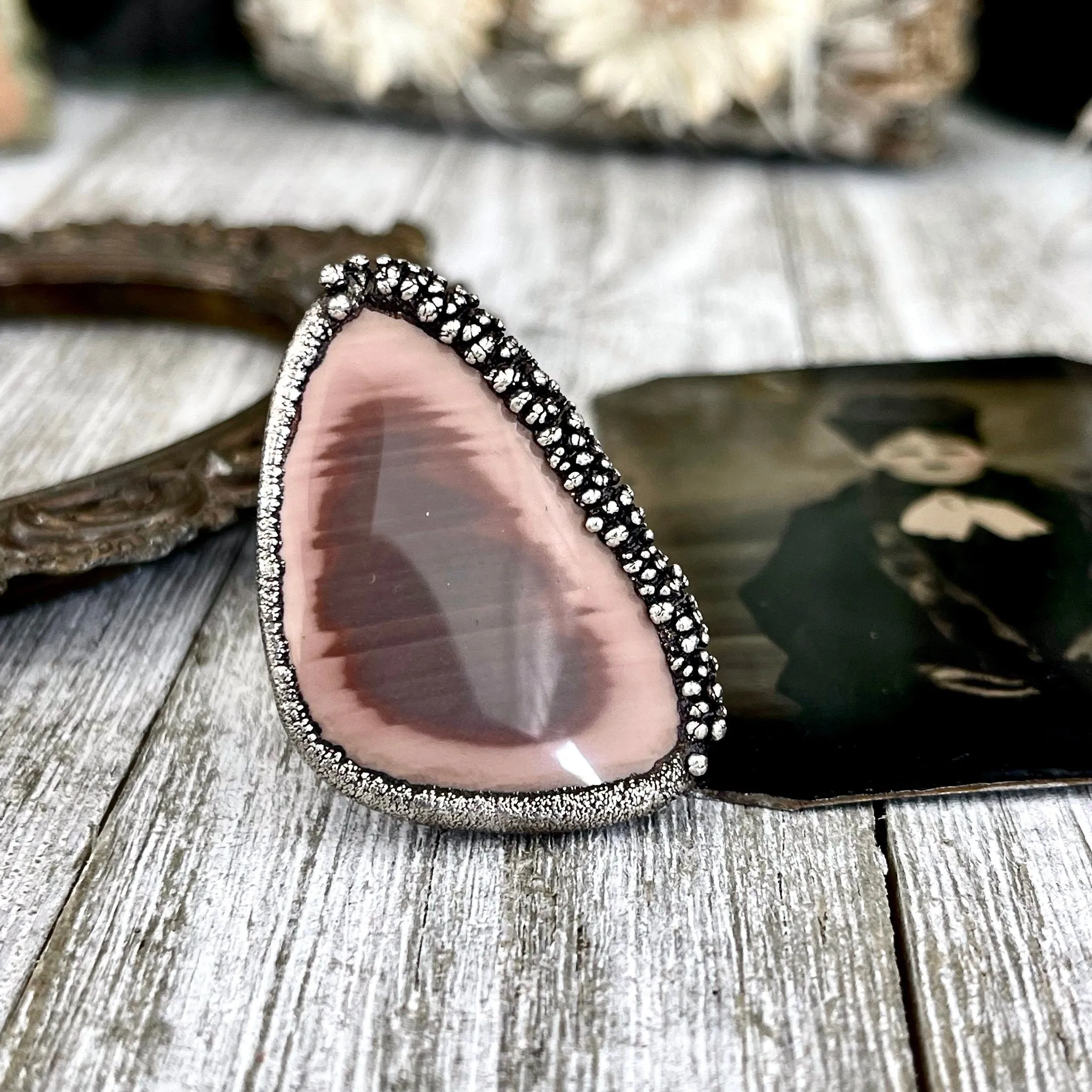 Size 8 Large Imperial Jasper Statement Ring in Fine Silver / Foxlark Collection - One of a Kind