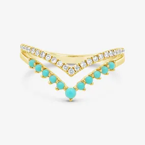 Sleeping Beauty Turquoise & Diamond Chevron Ring