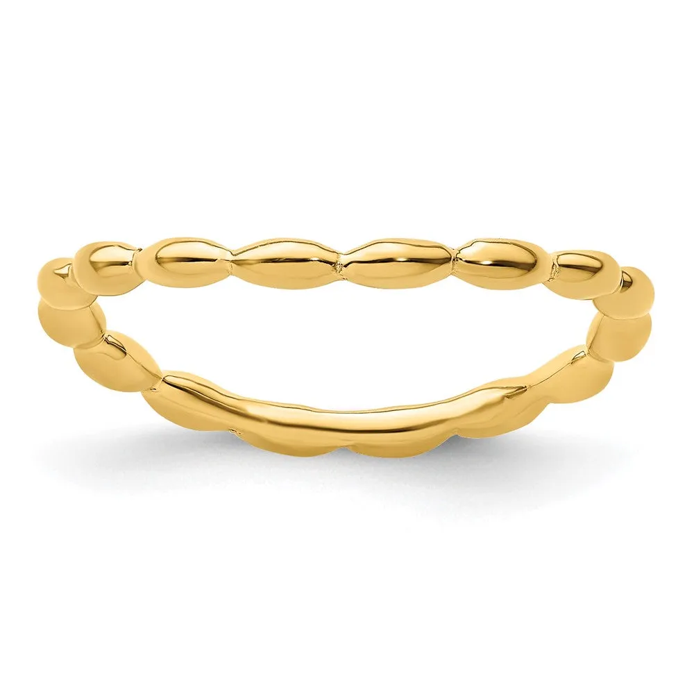 Stackable Expressions Polished Gold-plate Wave Ring in Sterling Silver