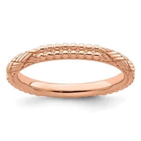 Stackable Expressions Rose Gold-Plated Patterned Ring in Sterling Silver