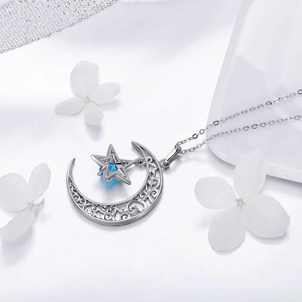 Starry Sky Aquamarine Pendant Necklace - 925 Sterling Silver