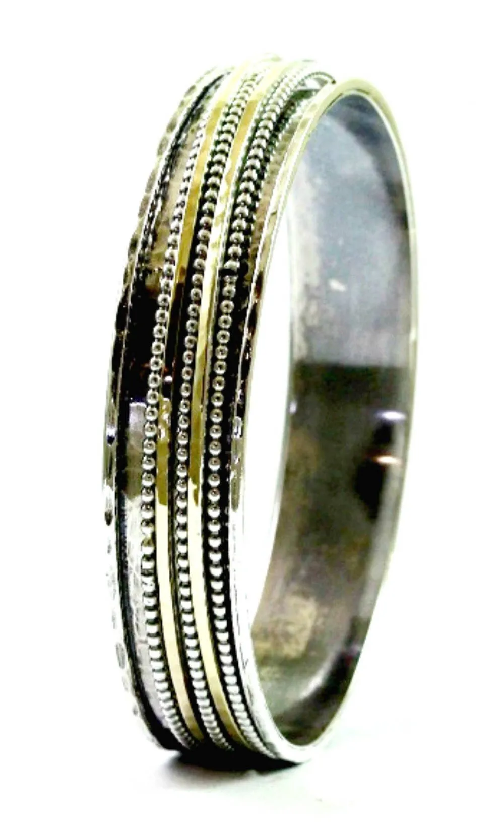 Sterling Silver and Gold Spinner Bangles, Designer Bangle Bracelets.