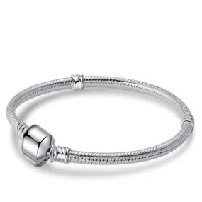 Sterling Silver Barrel Clasp Basic Bracelet