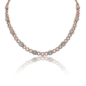 Teresa 15 Carat Combine Mix Shape Diamond Necklace in 14k Rose Gold