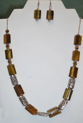 Tigereye Necklace and Earrings Set