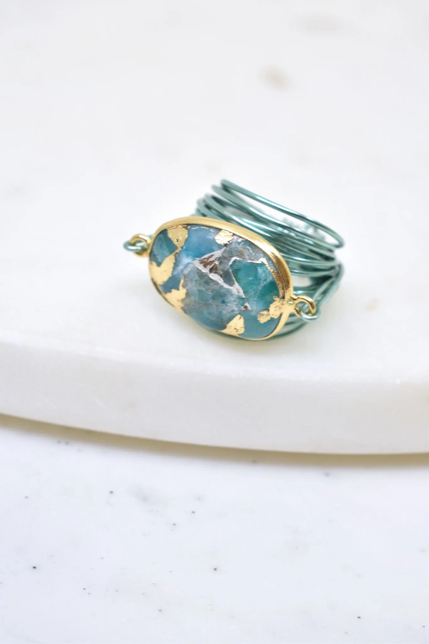 Torrey Ring in Light Blue with Teal Mojave Copper Turquoise