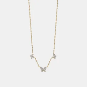 Triple Diamond Butterfly Necklace