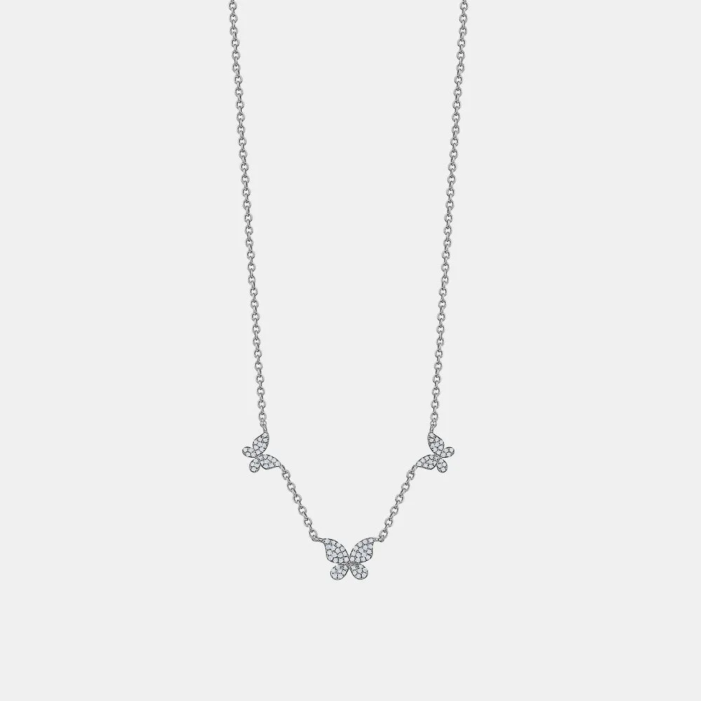 Triple Diamond Butterfly Necklace