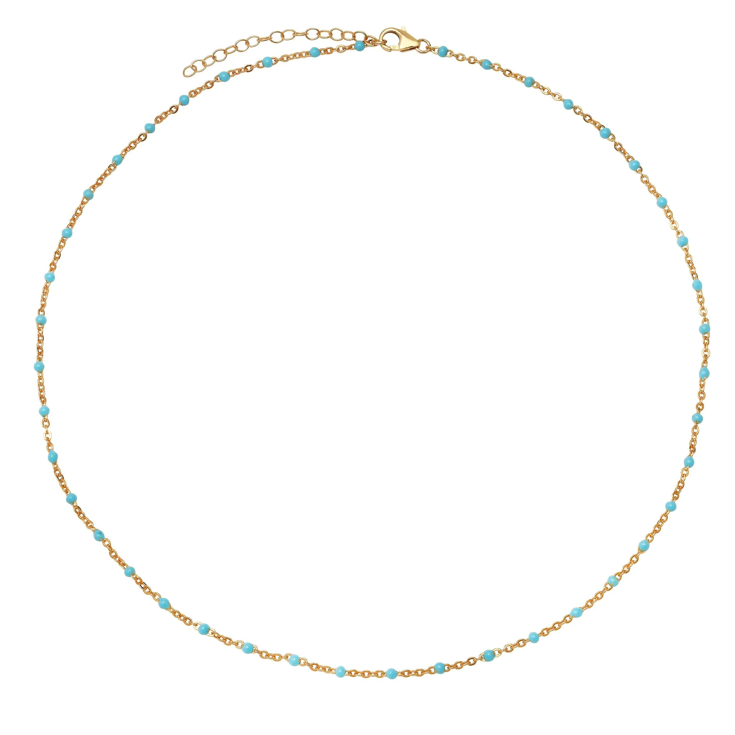 Turquoise Enamel Bead Necklace