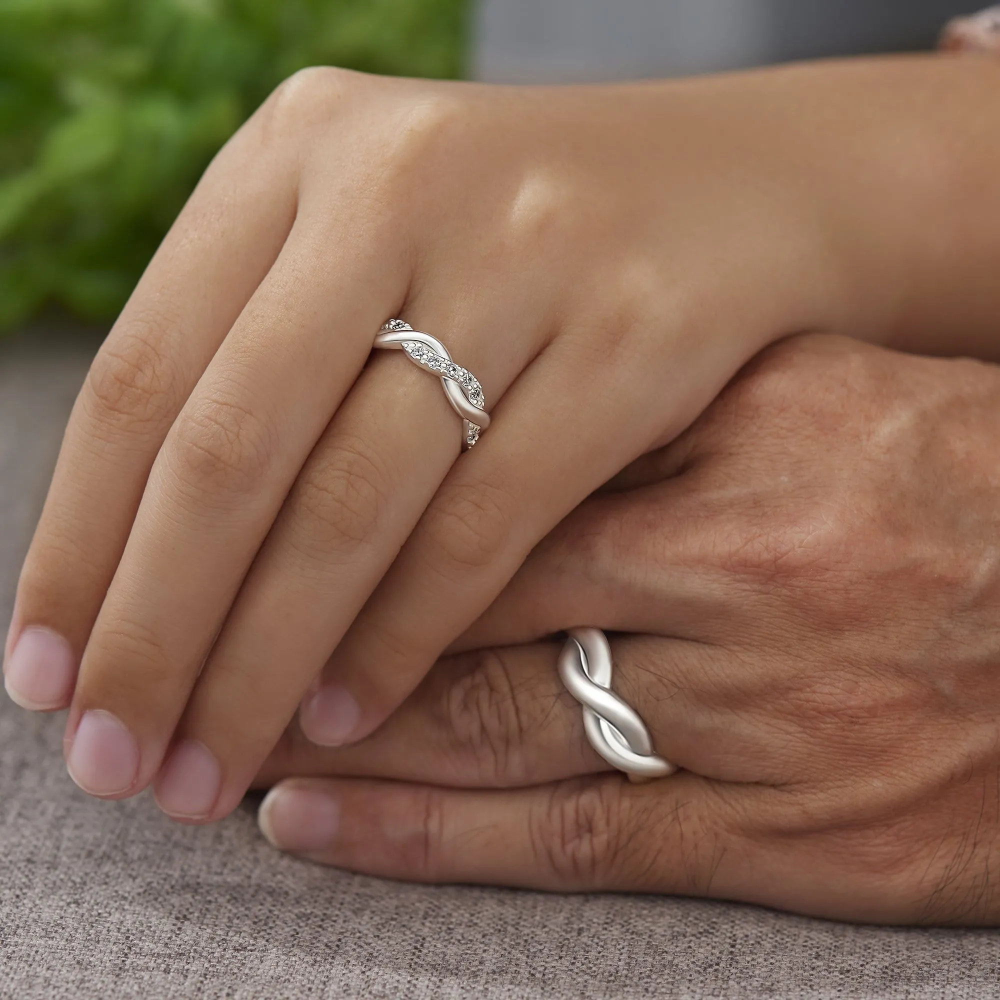 Twisted Braid Couple Rings Silver