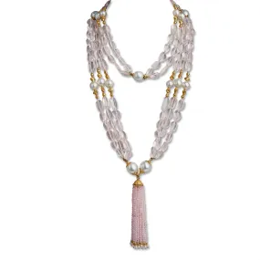 Verdura Rose Quartz and Cultured South Sea Pearl "Raja" Necklace