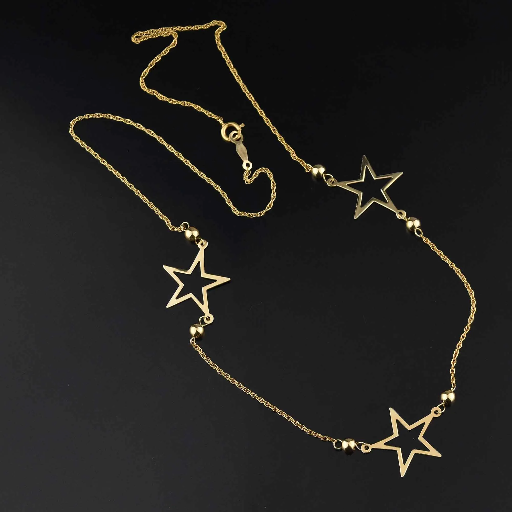 Vintage 14K Gold Minimalist Cutout Star Necklace