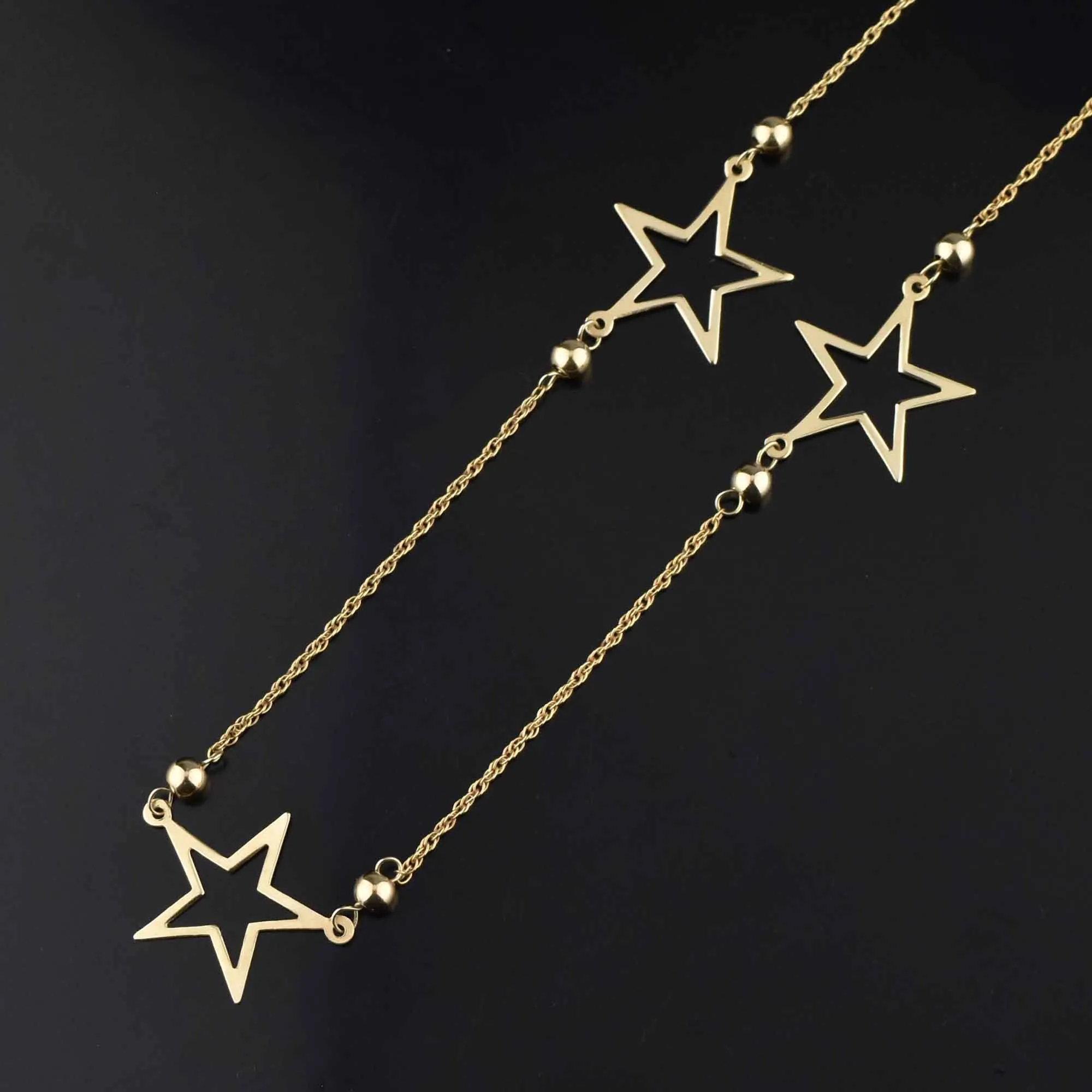 Vintage 14K Gold Minimalist Cutout Star Necklace