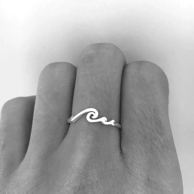 Wave Couple Rings 925 Silver Promise Ring Set His and Hers Matching Rings For Couples Wedding Bands Set