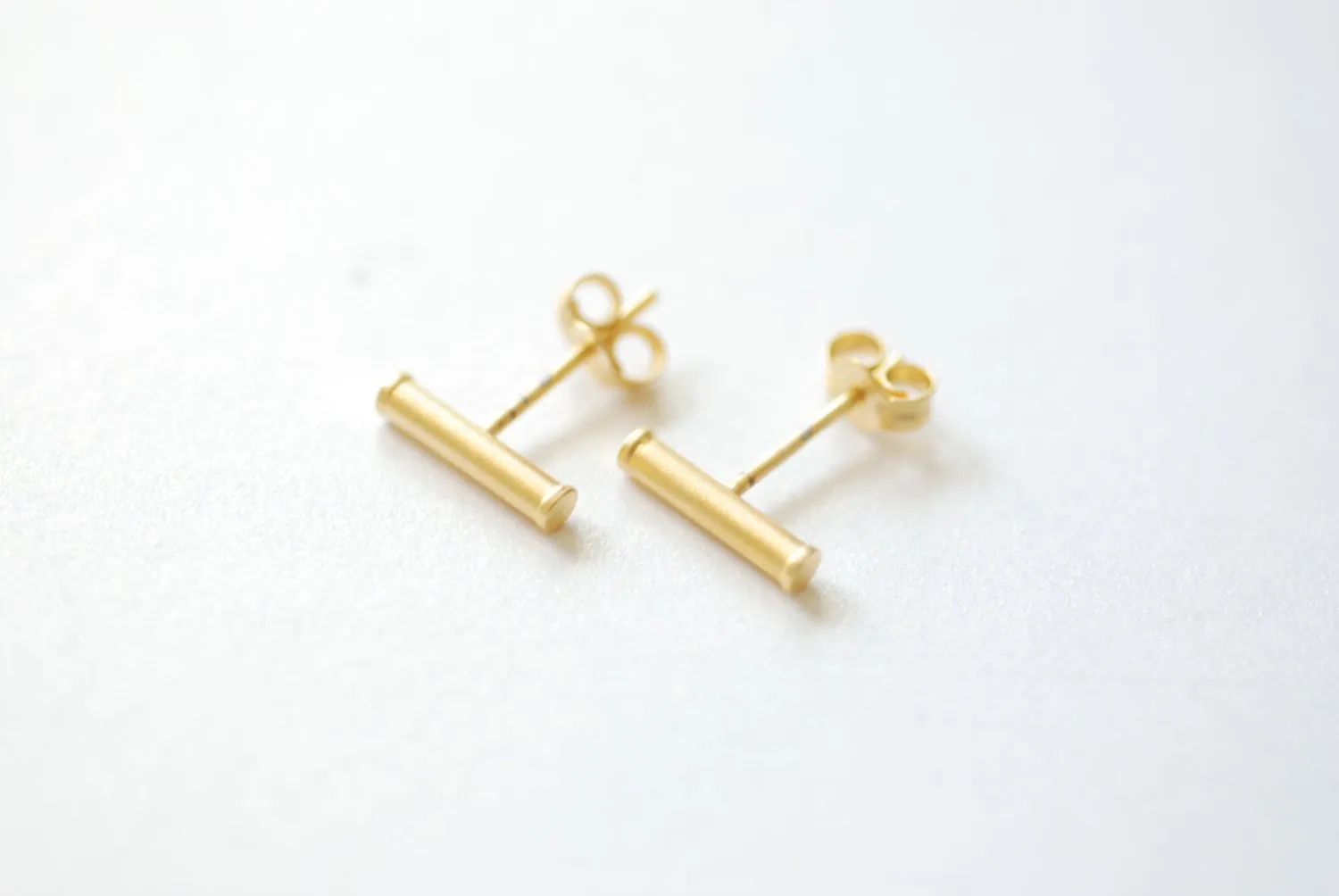 Wholesale Vermeil Matte Gold Bar Earrings,  Gold Bar Stud Earrings, Line Earrings, Minimal Post Earrings, Ear Climbers, Stick earrings