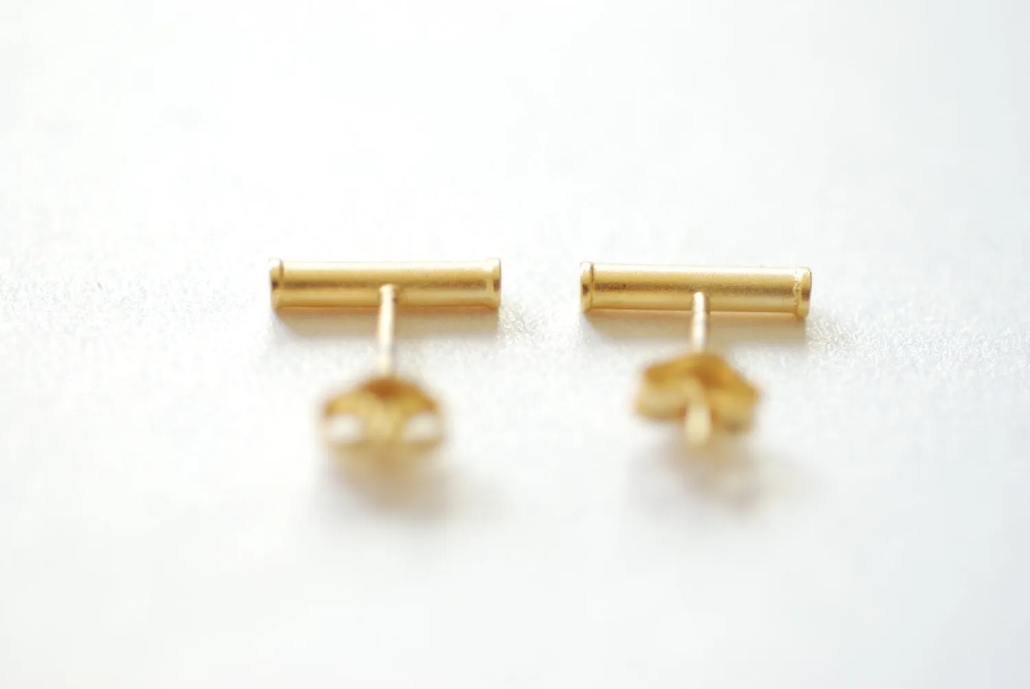 Wholesale Vermeil Matte Gold Bar Earrings,  Gold Bar Stud Earrings, Line Earrings, Minimal Post Earrings, Ear Climbers, Stick earrings