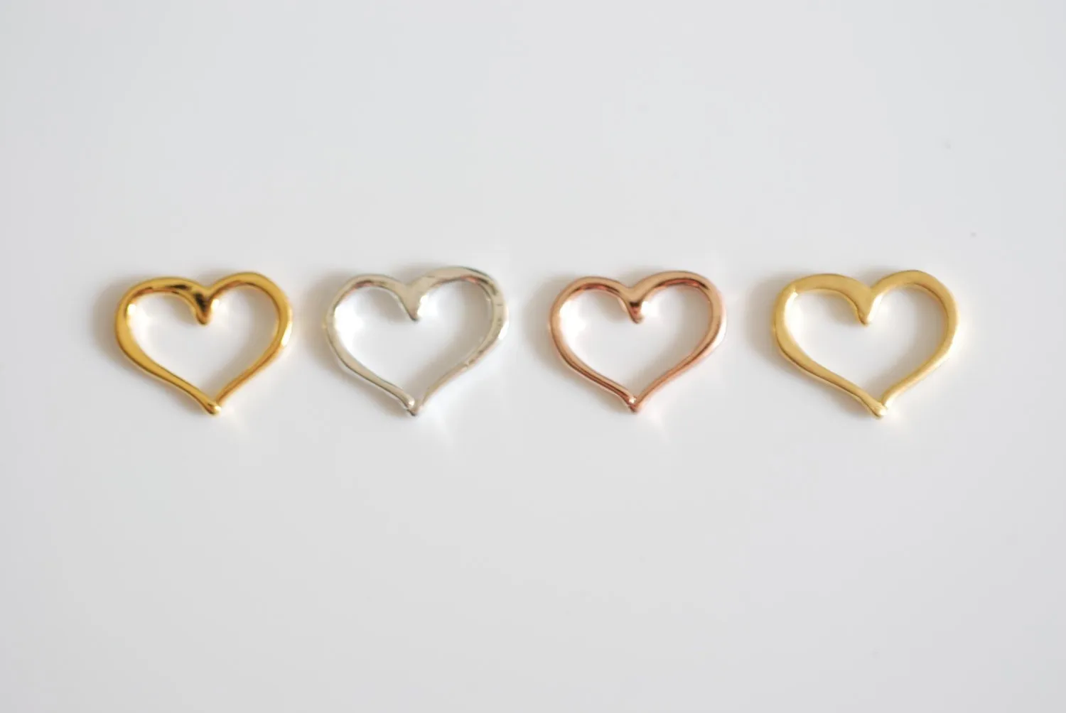 Wholesale Vermeil Rose Gold Open Heart Charms, Gold heart Connector, Vermeil Heart Charms Pendants, Gold Heart Charm, Rose Gold Heart Charm