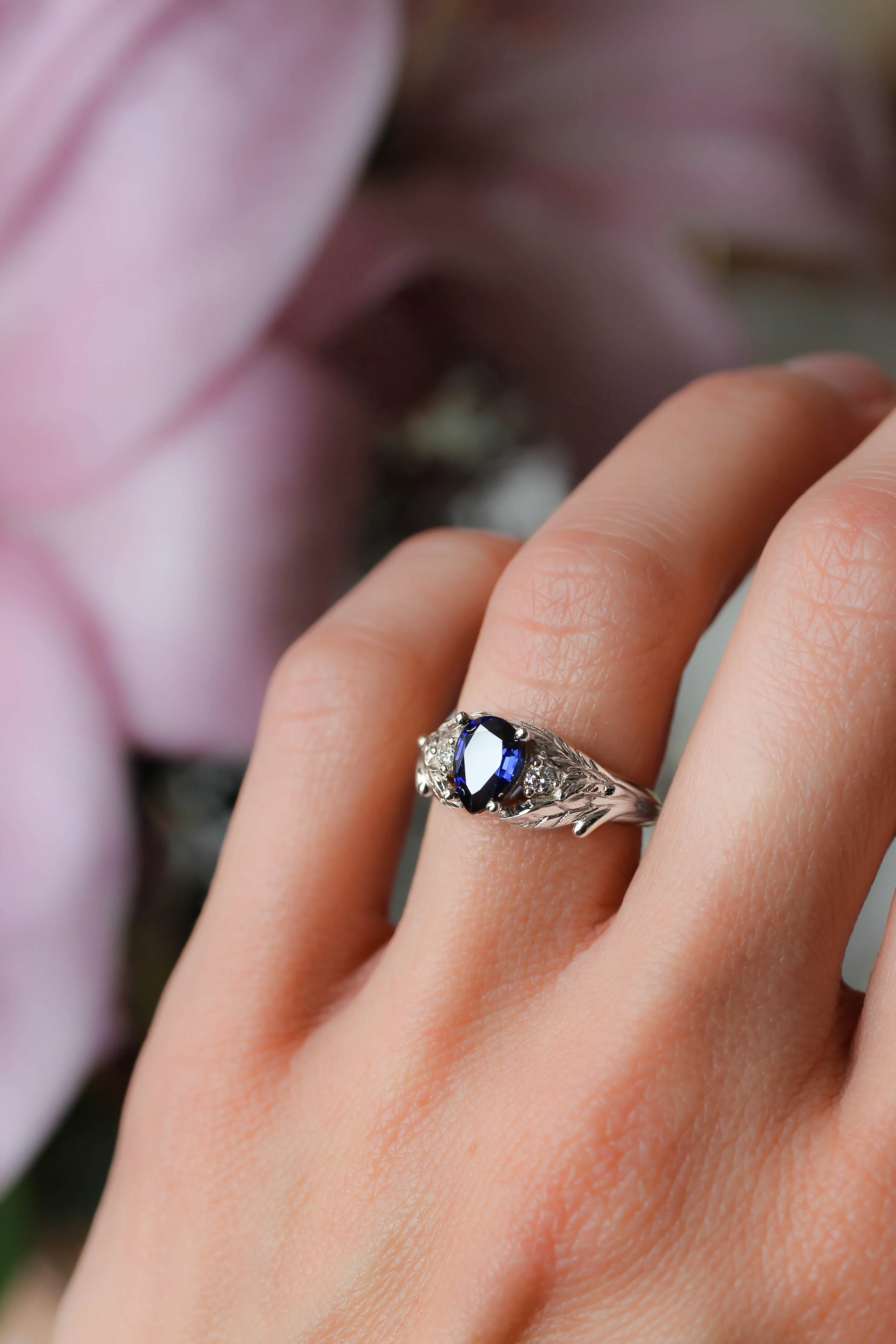 Wisteria | pear cut gemstone setting with accent diamonds