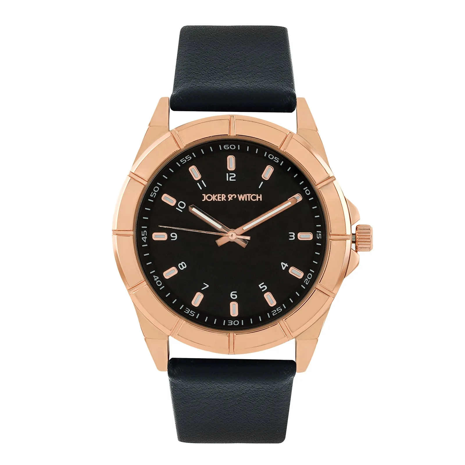 Zonda Rosegold Black Leather Strap Watch